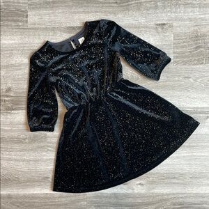GAP Kids black velvet gold glitter little girls dress